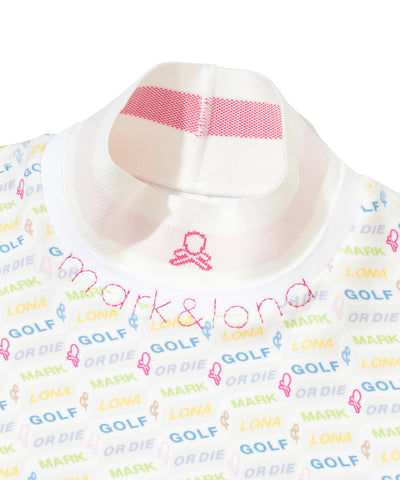 W GN BLOCK PATTERN MOCK-NECK LS T-SHIRTS LR4IU04F