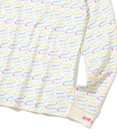 W GN BLOCK PATTERN MOCK-NECK LS T-SHIRTS LR4IU04F